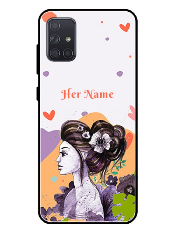 Custom Galaxy A71 Personalized Glass Phone Case - Woman And Nature Design