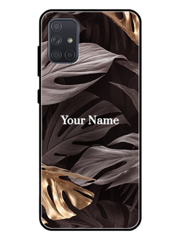 Custom Galaxy A71 Personalised Glass Phone Case - Wild Leaves digital paint Design
