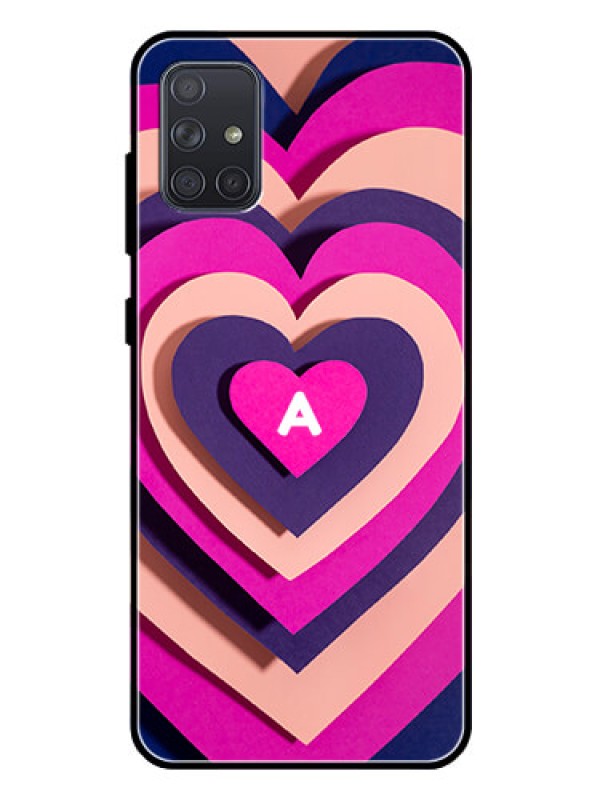Custom Galaxy A71 Custom Glass Mobile Case - Cute Heart Pattern Design