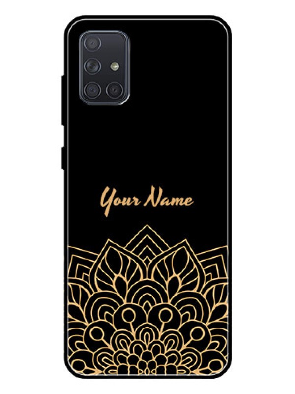 Custom Galaxy A71 Custom Glass Phone Case - Golden mandala Design