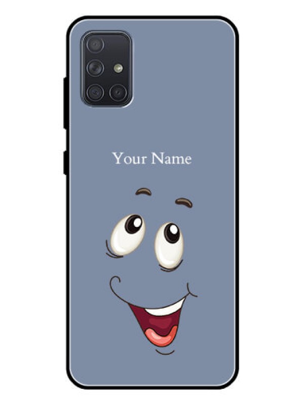 Custom Galaxy A71 Photo Printing on Glass Case - Laughing Cartoon Face Design