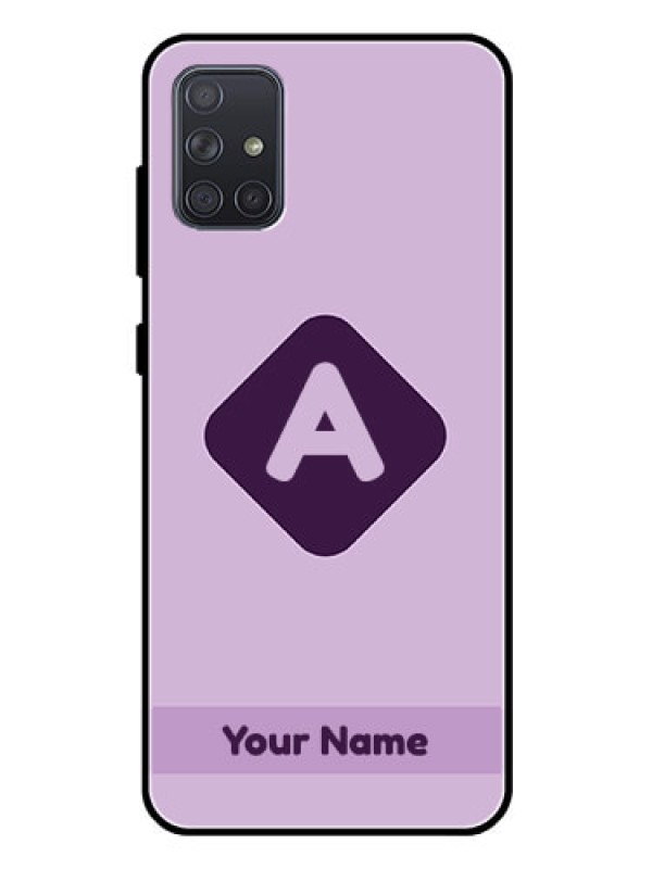 Custom Galaxy A71 Custom Glass Mobile Case - Custom Letter in curved badge Design