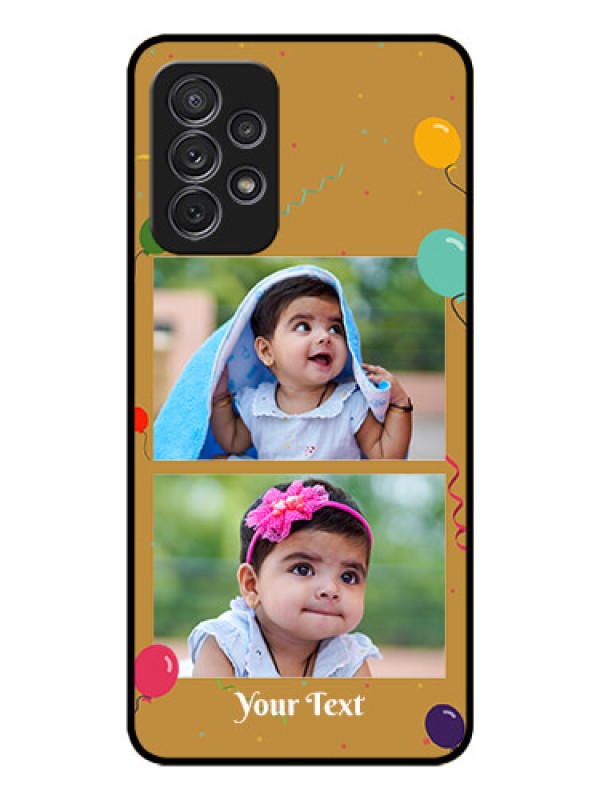 Custom Galaxy A72 Personalized Glass Phone Case - Image Holder with Birthday Celebrations Design
