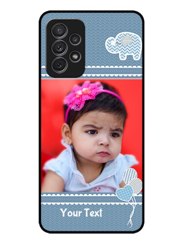 Custom Galaxy A72 Photo Printing on Glass Case - with Kids Pattern Design