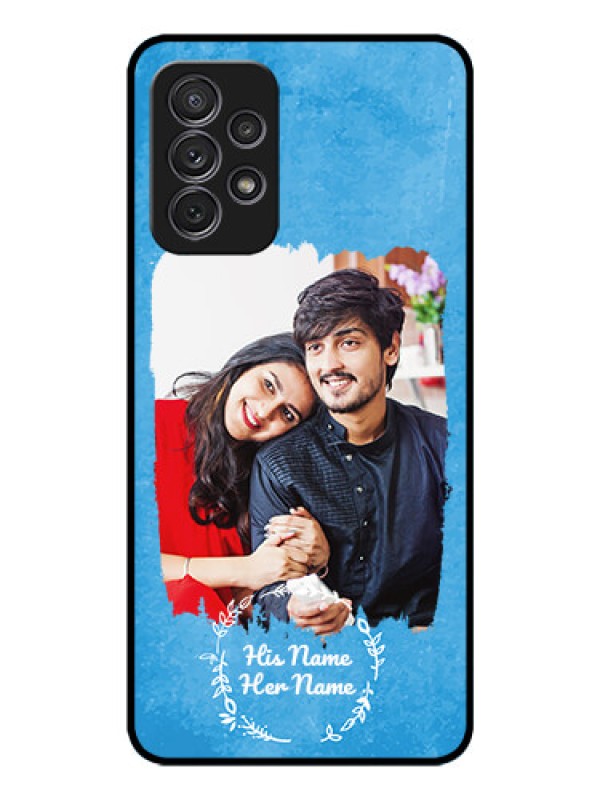 Custom Galaxy A72 Custom Glass Phone Case - Blue Color Vintage Design