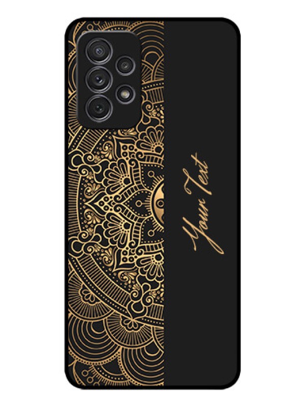 Custom Galaxy A72 Photo Printing on Glass Case - Mandala art with custom text Design