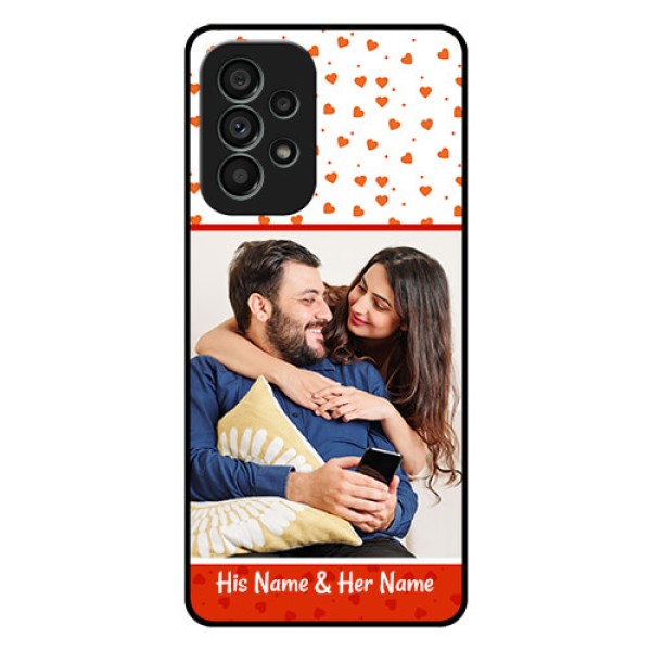 Galaxy A73 5G Custom Glass Phone Case - Orange Love Symbol Design