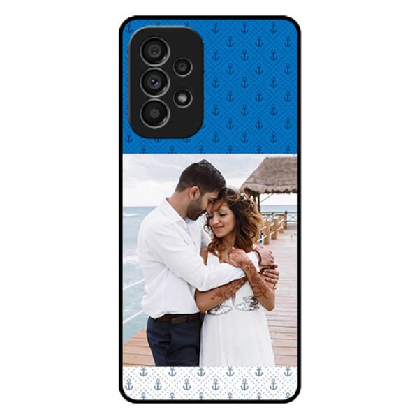 Galaxy A73 5G Photo Printing on Glass Case - Blue Anchors Design