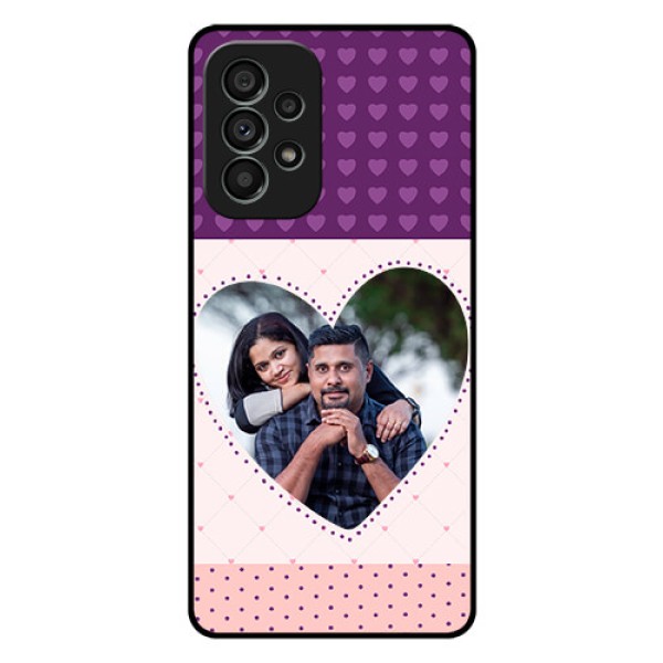 Galaxy A73 5G Custom Glass Phone Case - Violet Love Dots Design