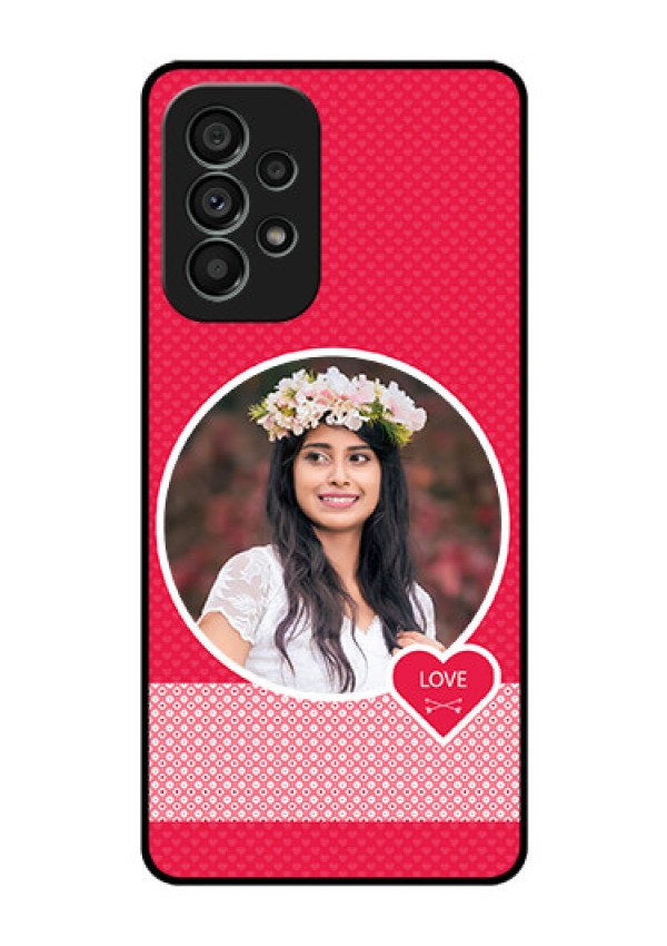 Galaxy A73 5G Personalised Glass Phone Case - Pink Pattern Design