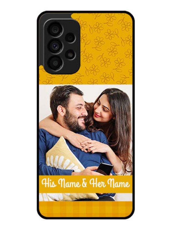 Custom Galaxy A73 5G Custom Glass Mobile Case - Yellow Floral Design
