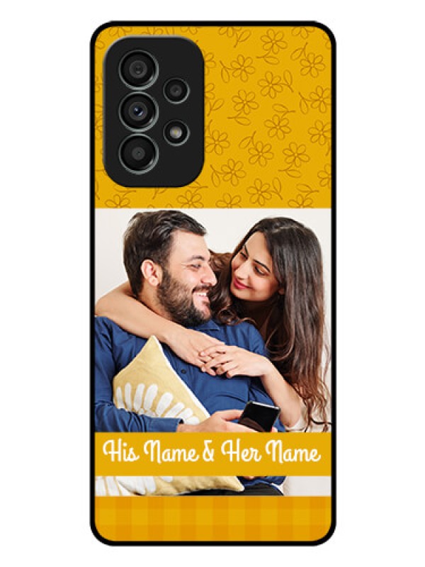 Custom Galaxy A73 5G Custom Glass Mobile Case - Yellow Floral Design