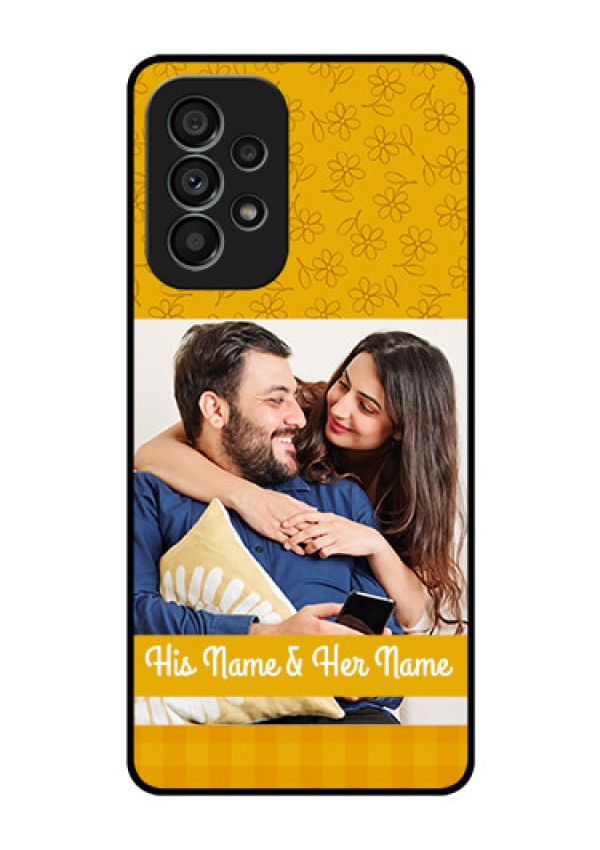 Galaxy A73 5G Custom Glass Mobile Case - Yellow Floral Design