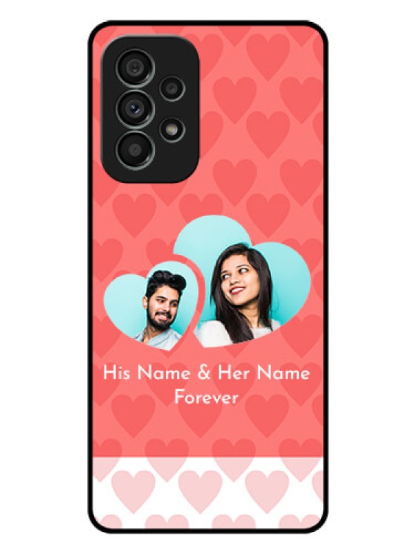 Custom Galaxy A73 5G Personalized Glass Phone Case - Couple Pic Upload Design