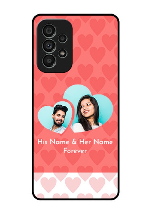 Galaxy A73 5G Personalized Glass Phone Case - Couple Pic Upload Design