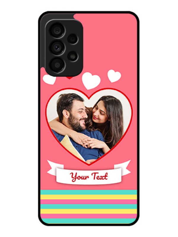 Custom Galaxy A73 5G Photo Printing on Glass Case - Love Doodle Design