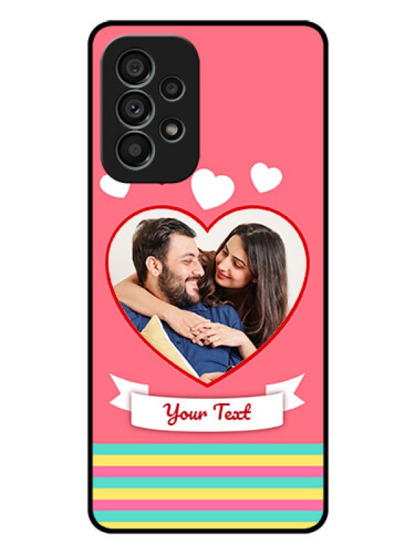 Custom Galaxy A73 5G Photo Printing on Glass Case - Love Doodle Design