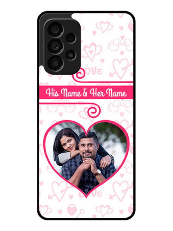 Custom Galaxy A73 5G Personalized Glass Phone Case - Heart Shape Love Design
