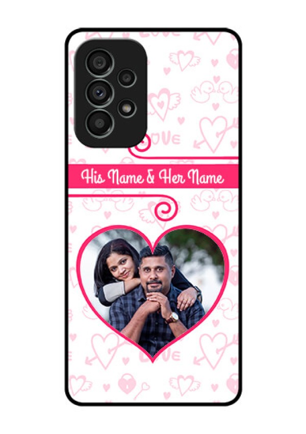 Galaxy A73 5G Personalized Glass Phone Case - Heart Shape Love Design