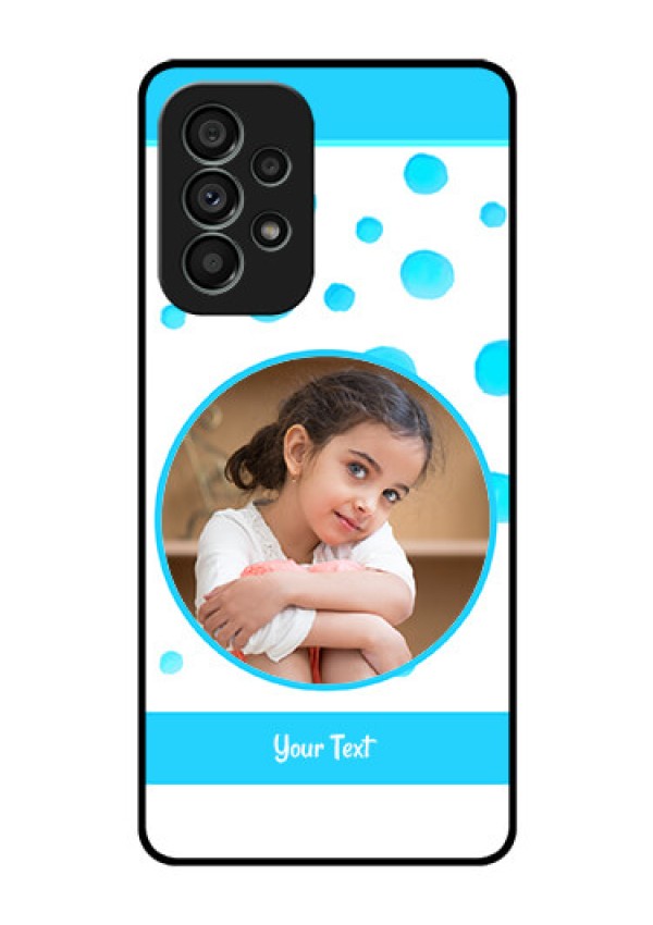 Galaxy A73 5G Photo Printing on Glass Case - Blue Bubbles Pattern Design
