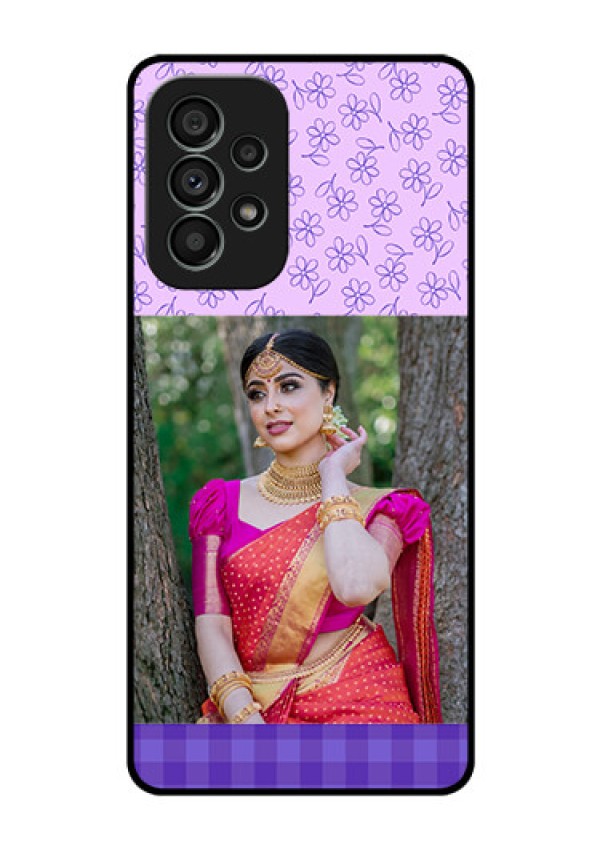 Galaxy A73 5G Custom Glass Phone Case - Purple Floral Design