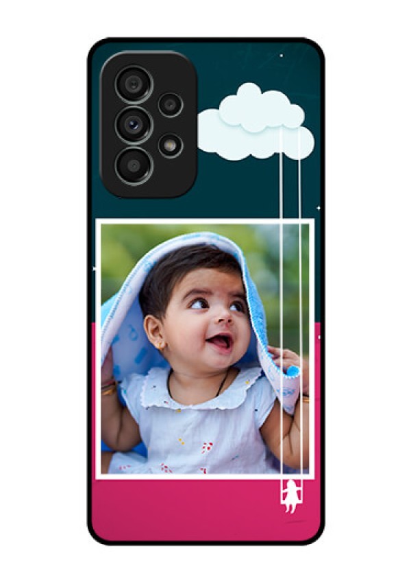 Galaxy A73 5G Custom Glass Phone Case - Cute Girl with Cloud Design