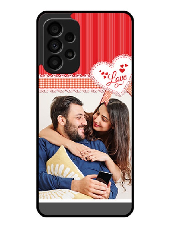 Custom Galaxy A73 5G Custom Glass Mobile Case - Red Love Pattern Design