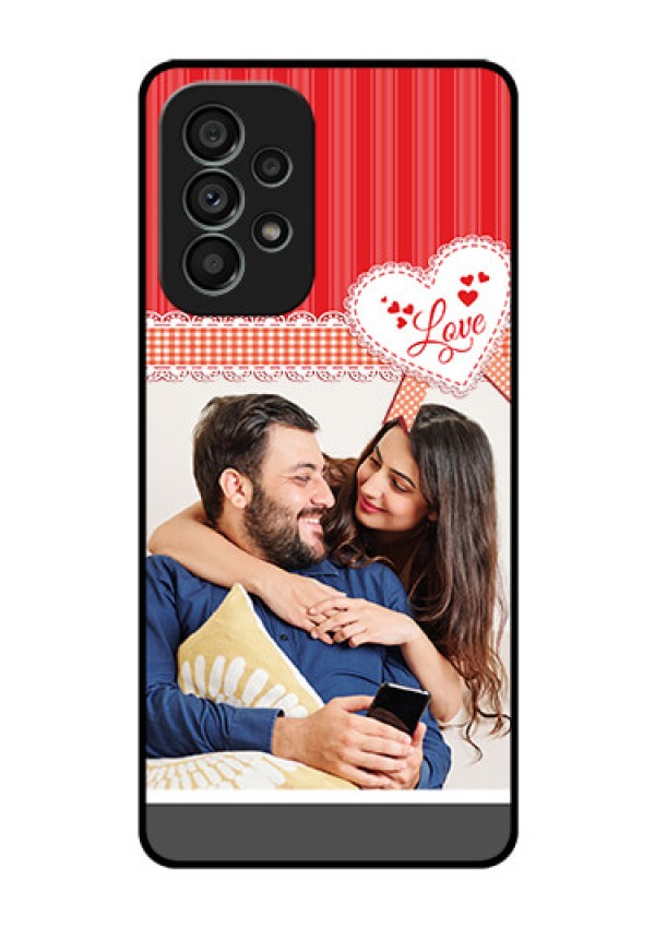 Galaxy A73 5G Custom Glass Mobile Case - Red Love Pattern Design