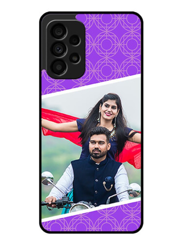 Custom Galaxy A73 5G Custom Glass Phone Case - Violet Pattern Design