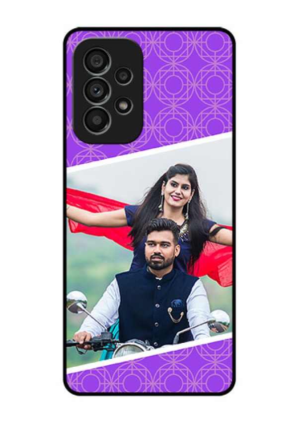Galaxy A73 5G Custom Glass Phone Case - Violet Pattern Design