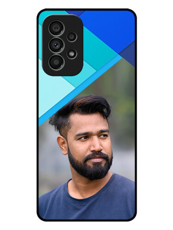 Custom Galaxy A73 5G Custom Glass Phone Case - Blue Pattern Design