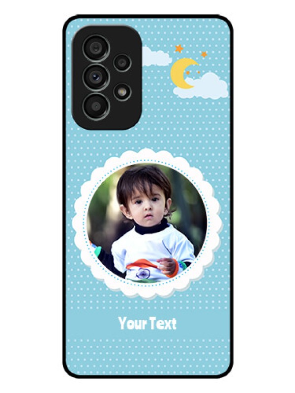 Custom Galaxy A73 5G Personalised Glass Phone Case - Violet Pattern Design