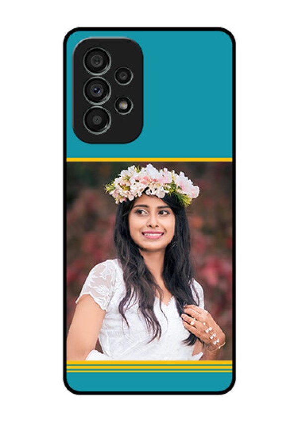 Galaxy A73 5G Custom Glass Phone Case - Yellow & Blue Design
