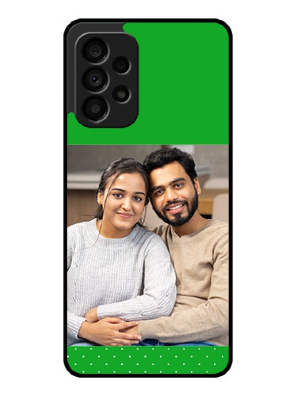 Custom Galaxy A73 5G Personalized Glass Phone Case - Green Pattern Design
