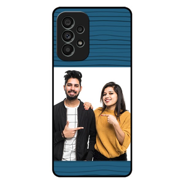 Galaxy A73 5G Custom Glass Phone Case - Blue Pattern Cover Design