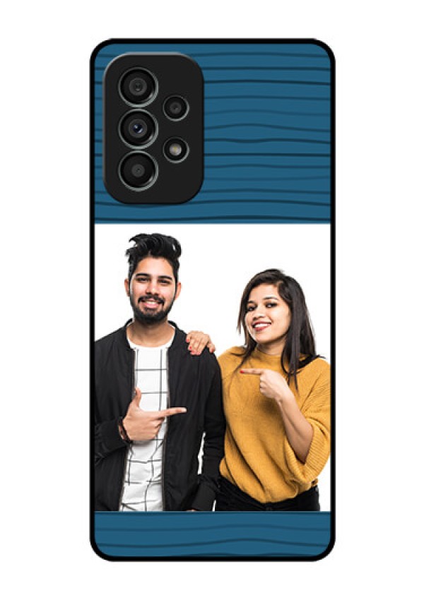 Galaxy A73 5G Custom Glass Phone Case - Blue Pattern Cover Design