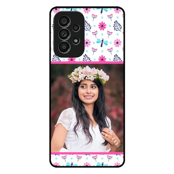 Galaxy A73 5G Photo Printing on Glass Case - Colorful Flower Design