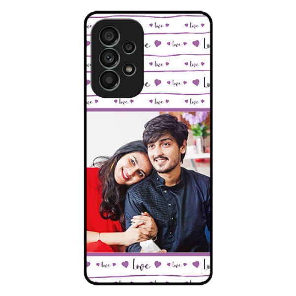 Galaxy A73 5G Custom Glass Mobile Case - Couples Heart Design