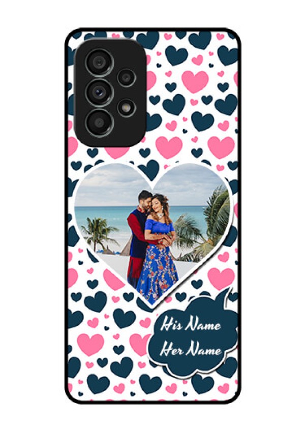 Galaxy A73 5G Custom Glass Phone Case - Pink & Blue Heart Design