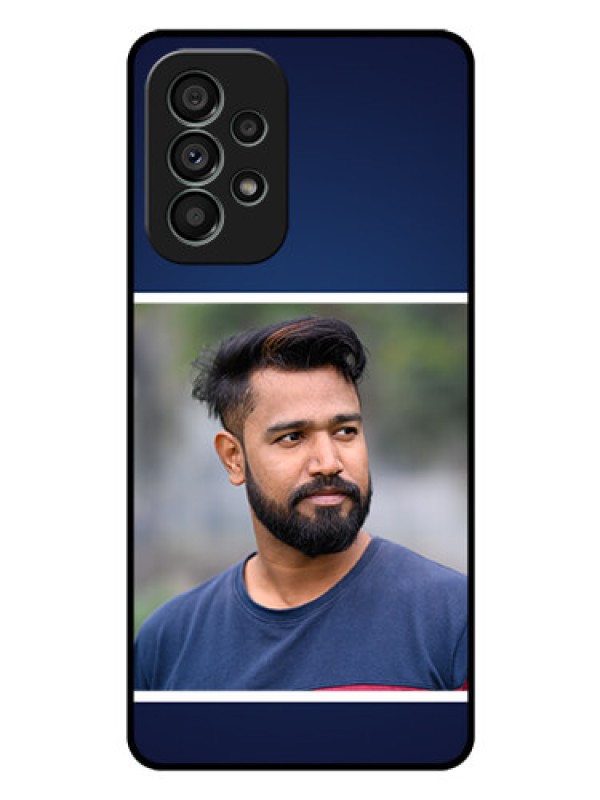 Custom Galaxy A73 5G Personalized Glass Phone Case - Simple Royal Blue Design
