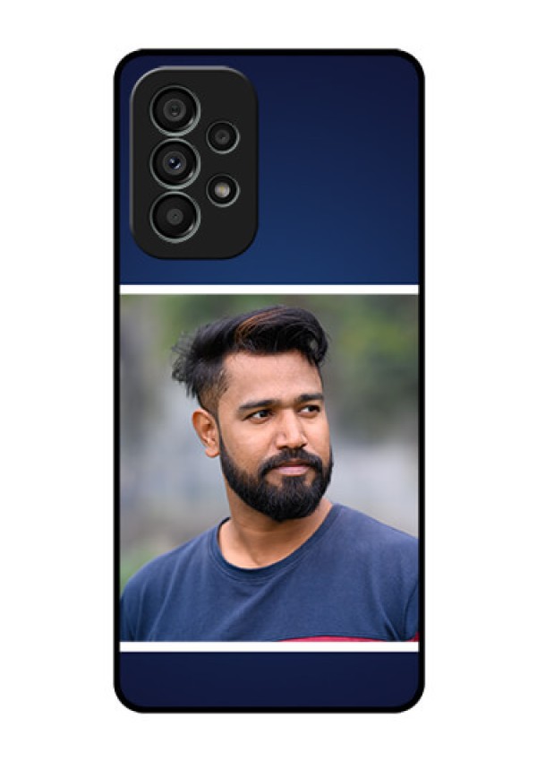Galaxy A73 5G Personalized Glass Phone Case - Simple Royal Blue Design