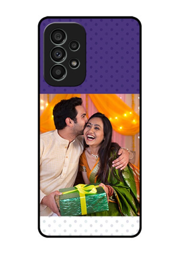 Galaxy A73 5G Personalized Glass Phone Case - Violet Pattern Design