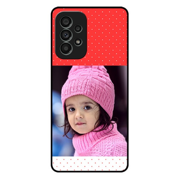 Galaxy A73 5G Photo Printing on Glass Case - Red Pattern Design