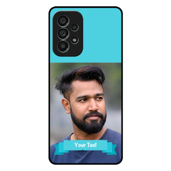 Galaxy A73 5G Personalized Glass Phone Case - Simple Blue Color Design Galaxy A73 5G Personalized Glass Phone Case - Simple Blue Color Design