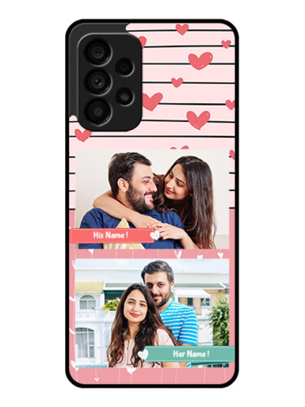 Custom Galaxy A73 5G Custom Glass Mobile Case - Photo with Heart Design