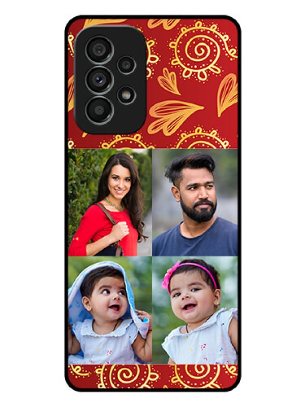 Custom Galaxy A73 5G Photo Printing on Glass Case - 4 Image Traditional Design
