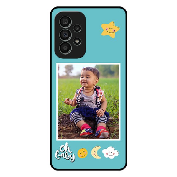 Galaxy A73 5G Personalized Glass Phone Case - Smiley Kids Stars Design Galaxy A73 5G Personalized Glass Phone Case - Smiley Kids Stars Design