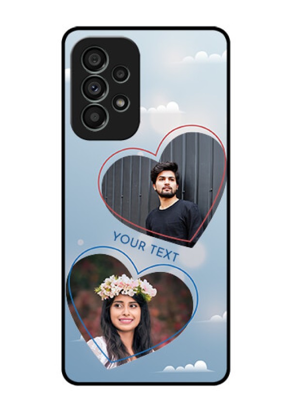 Galaxy A73 5G Custom Glass Mobile Case - Blue Color Couple Design