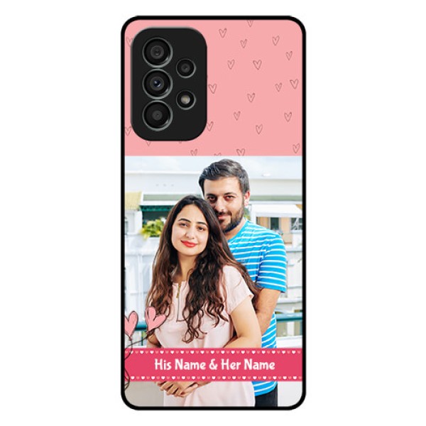 Galaxy A73 5G Personalized Glass Phone Case - Love Design Peach Color