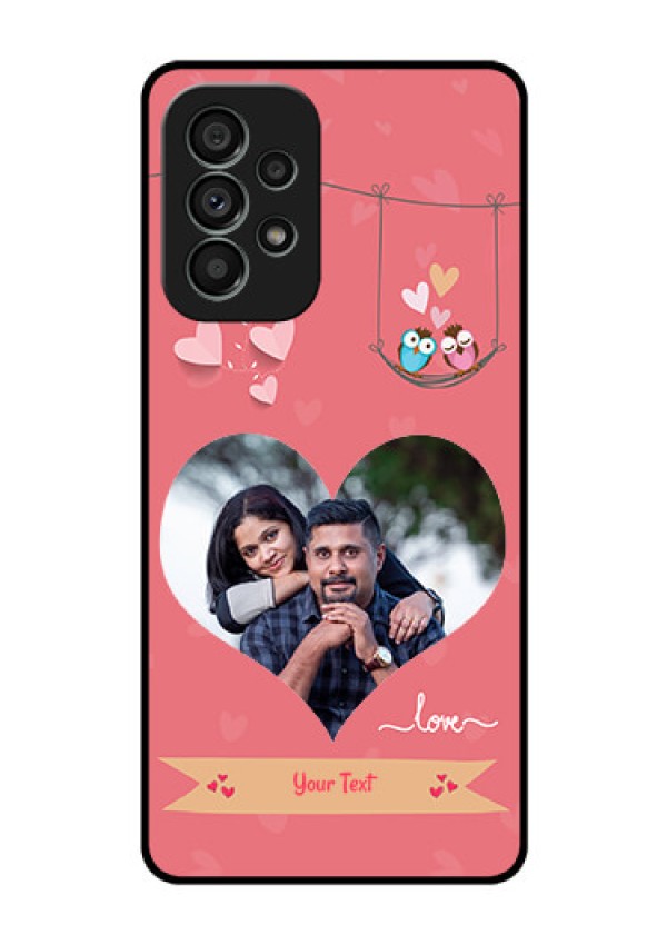 Galaxy A73 5G Personalized Glass Phone Case - Peach Color Love Design